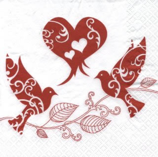20 Servietten - 33 x 33 cm Two in Love,  Tiere - Vögel,  Ereignisse - Liebe,  Everyday,  lunchservietten