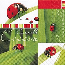 20 Servietten - 33 x 33 cm Coccinelle,  Tiere - Marienkäfer,  Sommer,  lunchservietten