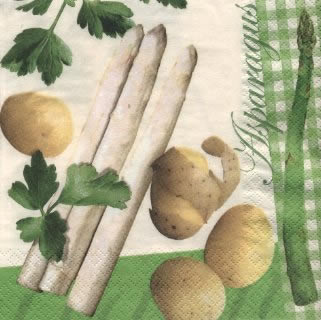 20 Servietten - 33 x 33 cm Asparagus,  Gemüse -  Sonstiges,  Gemüse - Spargel,  Sommer,  lunchservietten,  Kartoffeln