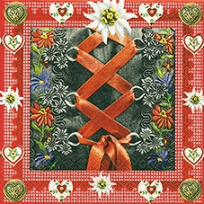 20 Servietten - 33 x 33 cm Zensis Dirndl,  Blumen -  Sonstige,  Ereignisse - Liebe,  Sommer,  lunchservietten,  Edelweiß,  Herzen