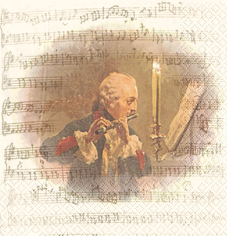 20 Servietten - 33 x 33 cm Flötenkonzert,  Menschen - Personen,  Sonstiges - Musik,  Everyday,  lunchservietten,  Mozart,  Querflöte,  Noten