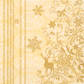 20 Servietten - 25 x 25 cm Christmas Lace creme/gold,  Sonstiges - Muster,  Tiere - Reh / Hirsch,  Winter - Kristalle / Flocken,  Winter,  cocktail servietten
