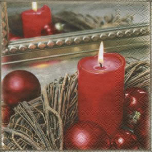 20 Servietten - 25 x 25 cm Candle in the Mirror,  Weihnachten - Kerzen,  Weihnachten - Baumschmuck,  Weihnachten,  cocktail servietten,  Kranz,  Spiegel