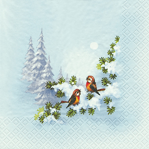 20 Servietten - 33 x 33 cm Winterbirds,  Tiere - Vögel,  Winter - Schnee,  Weihnachten,  lunchservietten