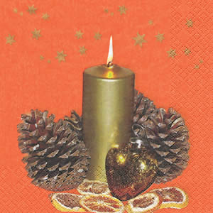 20 Servietten - 33 x 33 cm ,  Weihnachten - Sterne,  Früchte - Zapfen,  Weihnachten - Kerzen,  Weihnachten,  lunchservietten