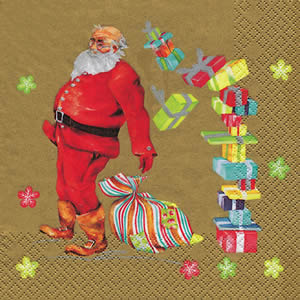 20 Servietten - 33 x 33 cm ,  Weihnachten - Geschenke,  Weihnachten - Weihnachtsmann,  Weihnachten,  lunchservietten