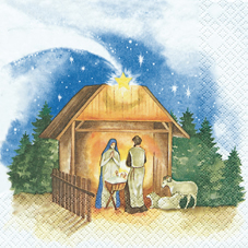 20 Servietten - 33 x 33 cm Holy Night,  Tiere - Schafe,  Menschen - Personen,  Weihnachten,  lunchservietten,  Krippe,  Maria und Josef,  Jesus