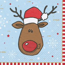 20 Servietten - 33 x 33 cm Elch Freddy,  Tiere - Reh / Hirsch,  Weihnachten,  lunchservietten