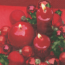 20 Servietten - 33 x 33 cm Three red Candles,  Weihnachten - Kerzen,  Weihnachten - Adventskranz,  Weihnachten - Baumschmuck,  Weihnachten,  lunchservietten