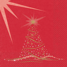 20 Servietten - 33 x 33 cm Lichterglanz rot,  Weihnachten - Weihnachtsbaum,  Weihnachten,  lunchservietten