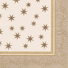 20 Servietten - 33 x 33 cm Ilex beige/stein,  Sonstiges - Muster,  Weihnachten - Sterne,  Weihnachten,  lunchservietten