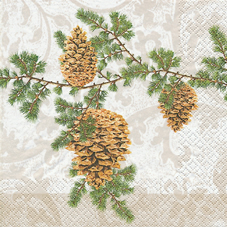 20 Servietten - 33 x 33 cm Wintergreen,  Früchte - Zapfen,  Winter,  lunchservietten