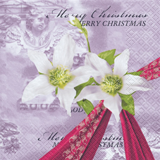 20 Servietten - 33 x 33 cm White Flower with Angel,  Weihnachten - Engel,  Blumen,  Sonstiges - Schriften,  Weihnachten,  lunchservietten