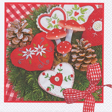 20 Servietten - 33 x 33 cm Servus,  Früchte - Pilze,  Früchte - Zapfen,  Weihnachten,  lunchservietten,  Herzen
