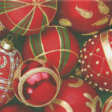20 Servietten - 33 x 33 cm Red-Green Balls,  Weihnachten - Baumschmuck,  Weihnachten,  lunchservietten