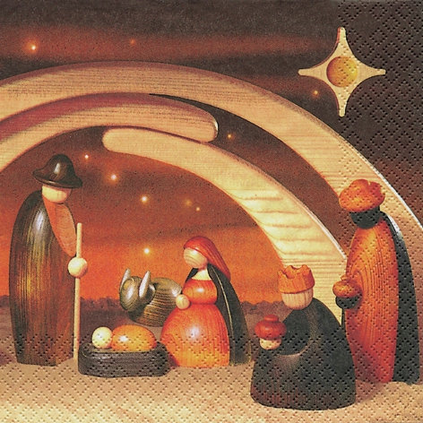 20 Servietten - 33 x 33 cm Krippe farbig,  Menschen - Personen,  Tiere - Schafe,  Weihnachten,  lunchservietten,  Krippe