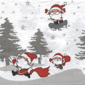 20 Servietten - 33 x 33 cm Comic Santas,  Winter - Schnee,  Weihnachten - Weihnachtsmann,  Weihnachten - Sterne,  Weihnachten,  lunchservietten