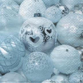 20 Servietten - 33 x 33 cm Balls with Lace turquoise,  Weihnachten - Baumschmuck,  Weihnachten,  lunchservietten