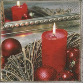 20 Servietten - 33 x 33 cm Candle in the Mirror,  Weihnachten - Kerzen,  Weihnachten - Baumschmuck,  Weihnachten,  lunchservietten,  Kranz,  Spiegel