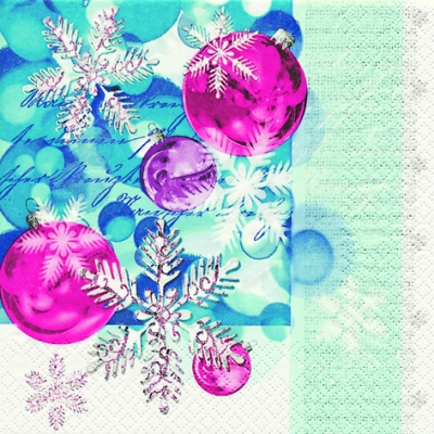 20 Servietten - 33 x 33 cm Magic Balls,  Winter - Kristalle / Flocken,  Weihnachten - Baumschmuck,  Weihnachten,  lunchservietten
