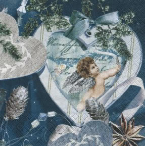 20 Servietten - 33 x 33 cm Winter Love,  Weihnachten - Engel,  Weihnachten,  lunchservietten,  herzen