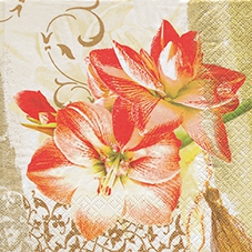 20 Servietten - 33 x 33 cm Noble Amaryllis,  Winter,  Blumen - Amaryllis,  Weihnachten,  lunchservietten