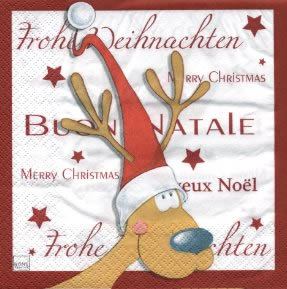 20 Servietten - 33 x 33 cm Erik the Elk,  Tiere - Rentiere,  Sonstiges - Schriften,  Weihnachten,  lunchservietten