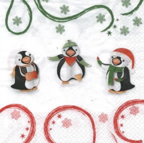 20 Servietten - 33 x 33 cm Pinguins Dancers,  Tiere -  Sonstige,  Weihnachten,  lunchservietten,  Pinguine