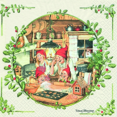 20 Servietten - 33 x 33 cm Christmas Bakery,  Menschen - Personen,  Essen - Kuchen / Keks,  Menschen - Kinder,  Weihnachten,  lunchservietten