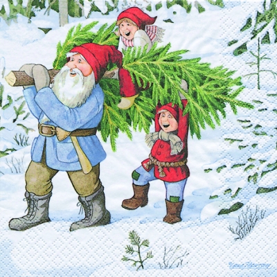 20 Servietten - 33 x 33 cm Getting a Christmas Tree,  Weihnachten - Weihnachtsbaum,  Menschen - Personen,  Menschen - Kinder,  Winter,  lunchservietten