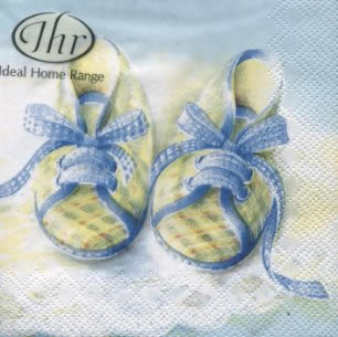 20 Servietten - 25 x 25 cm BABY SHOES blue                         ,  Ereignisse - Geburt,  Everyday,  cocktail servietten,  Schuhe