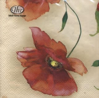 20 Servietten - 25 x 25 cm POPPY cream                             ,  cocktail servietten