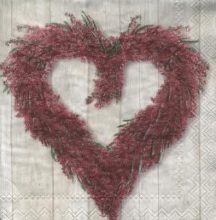 20 Servietten - 25 x 25 cm COUNTRY LOVE cream                      ,  Pflanzen,  Ereignisse - Liebe,  Herbst,  cocktail servietten,  Herz,  Heide
