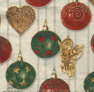 20 Servietten - 25 x 25 cm IN GRAND STYLE cream                    ,  Weihnachten - Engel,  Weihnachten - Baumschmuck,  Weihnachten,  cocktail servietten,  Herzen