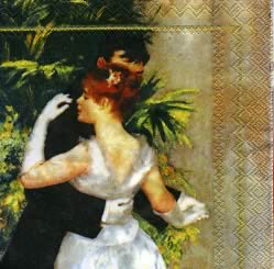 20 Servietten - 25 x 25 cm RENOIR : DANSE A LA VILLE               ,  Sonstiges - Bilder / Gemälde,  Ereignisse - Feier,  Menschen - Personen,  Everyday,  cocktail servietten