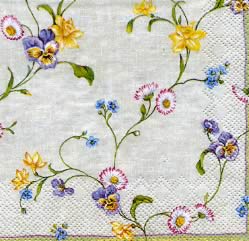 20 Servietten - 25 x 25 cm GARLAND linen                           ,  Blumen - Stiefmütterchen,  Blumen -  Sonstige,  Frühjahr,  cocktail servietten