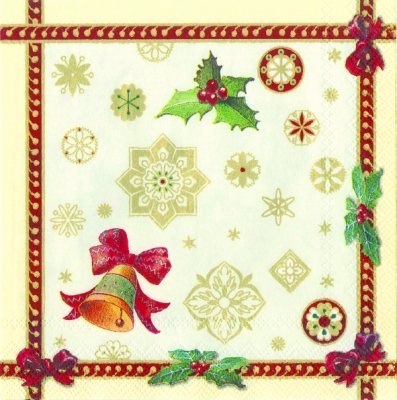 20 Servietten - 25 x 25 cm V&B Toy?s Spezial,  Pflanzen - Ilex,  Weihnachten - Glocken,  Sonstiges - Porzellanmotive,  Weihnachten,  cocktail servietten,  V&B Toy?s Spezial