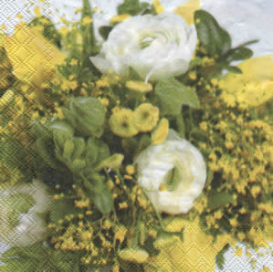 20 Servietten - 25 x 25 cm BOUQUET                                 ,  Blumen,  Frühjahr,  cocktail servietten,  Ranunkel