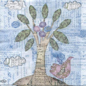 20 Servietten - 25 x 25 cm FANTASY TREE                            ,  Tiere - Vögel,  Ostern - Ostereier,  Frühjahr,  cocktail servietten