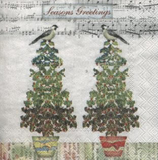 20 Servietten - 25 x 25 cm TWITTER BIRDS                           ,  Tiere - Vögel,  Weihnachten - Weihnachtsbaum,  Weihnachten,  cocktail servietten