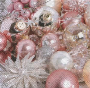 20 Servietten - 25 x 25 cm PEARLY ORNAMENTS                        ,  Weihnachten - Baumschmuck,  Weihnachten,  cocktail servietten