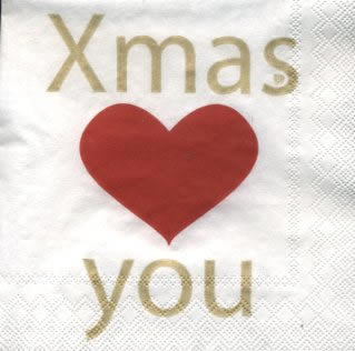 20 Servietten - 25 x 25 cm ,  Sonstiges - Schriften,  Weihnachten,  cocktail servietten,  Herzen