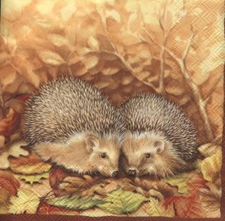 20 Servietten - 25 x 25 cm ,  Herbst - Blätter / Laub,  Tiere - Igel,  Herbst,  cocktail servietten