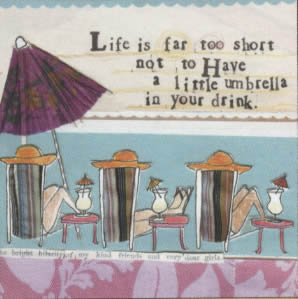 20 Servietten - 25 x 25 cm LITTLE UMBRELLA                         , Sonstiges -  Sonstiges,  Menschen - Personen,  Getränke - Coctails,  Regionen - Strand / Meer,  Sommer,  cocktail servietten,  Frau im Liegestuhl