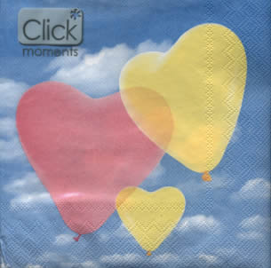 20 Servietten - 33 x 33 cm ,  Motive - Luftballon,  Ereignisse - Liebe,  Everyday,  lunchservietten