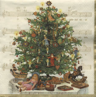 20 Servietten - 33 x 33 cm O TANNENBAUM cream                      ,  Spiele -  Sonstige,  Weihnachten - Weihnachtsbaum,  Weihnachten,  lunchservietten