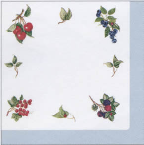 20 Servietten - 33 x 33 cm V&B Cottage, Früchte - Johannisbeeren,  Früchte - Brombeeren,  Früchte - Kirschen,  Sonstiges - Porzellanmotive,  Everyday,  lunchservietten,  V&B Cottage