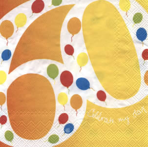 20 napkins - 33 x 33 cm 60th                                    ,  Motives - balloon,  Events - birthday,  Everyday,  lunchnapkins,  Numéros,  les numéros