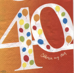 20 napkins - 33 x 33 cm 40th                                    ,  Motives - balloon,  Events - birthday,  Everyday,  lunchnapkins,  Numéros,  les numéros