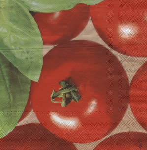 20 Servietten - 33 x 33 cm TOMATOES                                ,  Pflanzen - Küchenkräuter,  Gemüse - Tomaten,  Everyday,  lunchservietten,  Basilikum